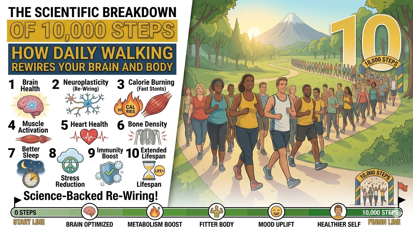 The Scientific Breakdown of 10,000 Steps: How Daily Walking Rewires Your Brain and Body