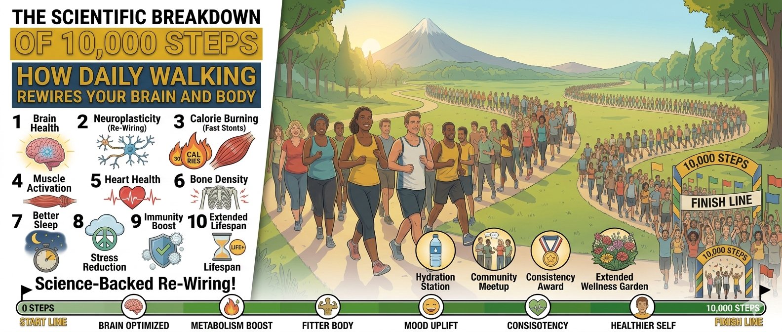 The Scientific Breakdown of 10,000 Steps: How Daily Walking Rewires Your Brain and Body